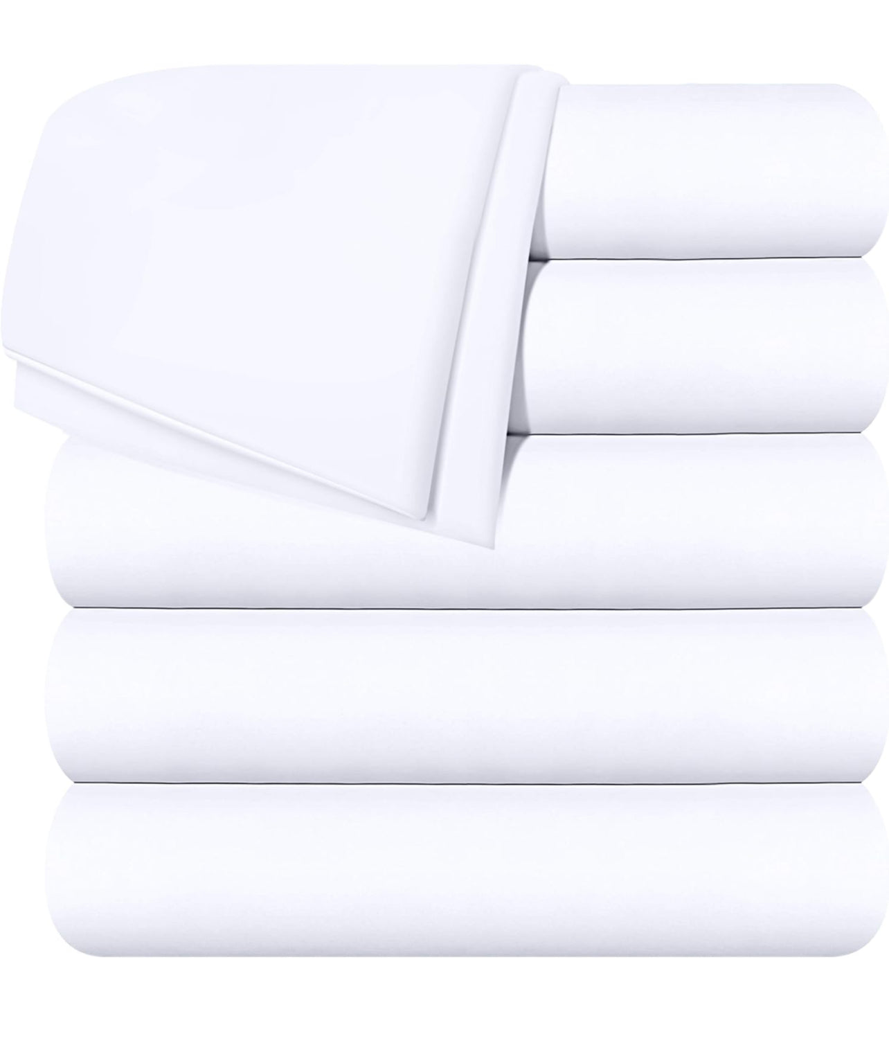 6 White Twin Size Flat sheets